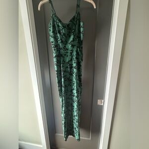 Green and Black Floral Maxi Dress